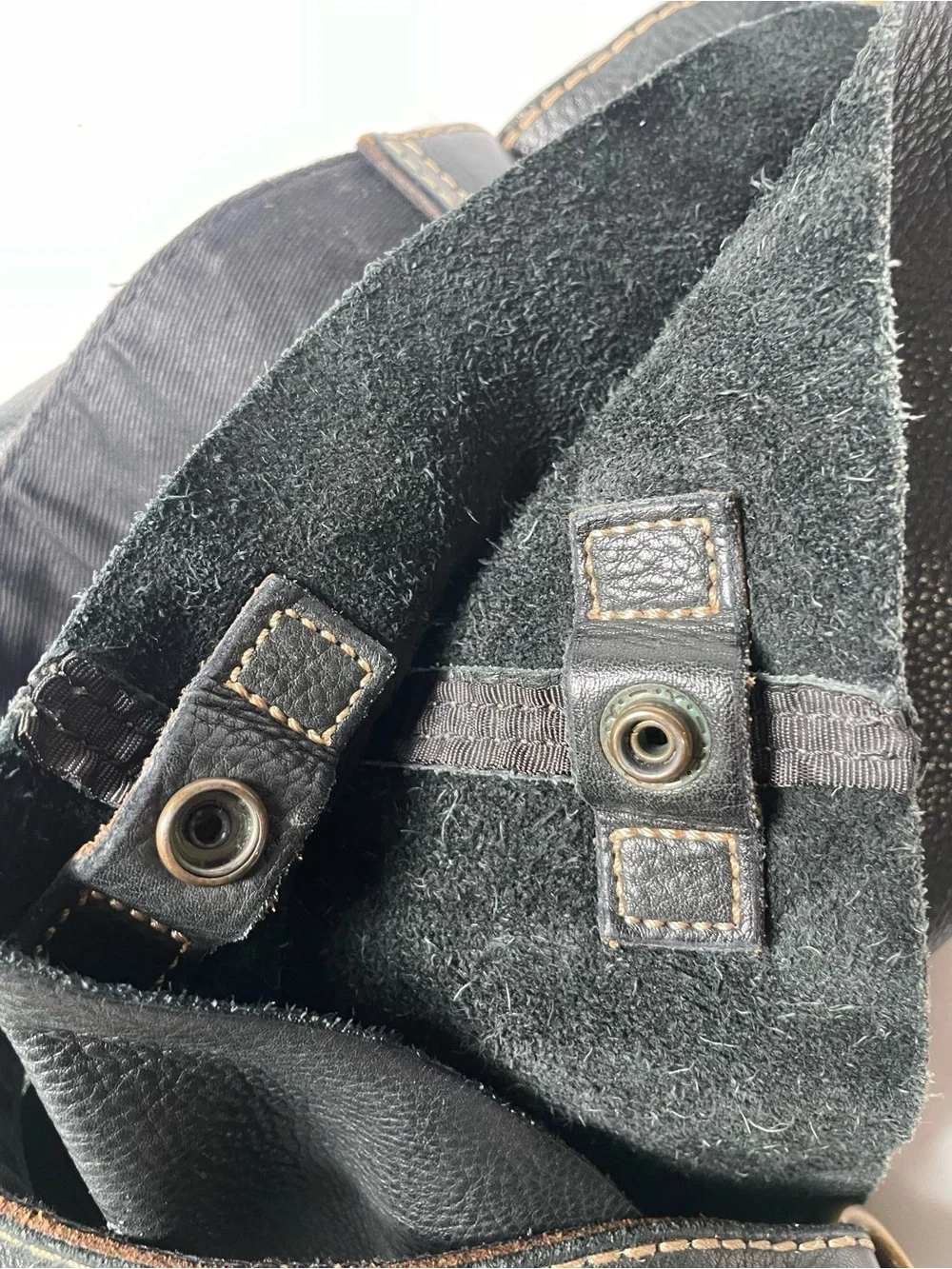 Bag Lucky Brand Black Pebbled Leather Hobo Bag Brass Hardware Boho Chic